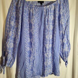 Beautiful Baby blue Tie sleeve Fred David Blouse M